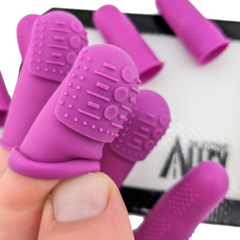 SILICONE ALLEY Finger Protectors - [9-Pack] Including The Flex-Grip Thimble (3Pcs) - Purple Silicone Cover Guards | for Hot Glue | Sewing | Adhesives | Crafts | Felt Needles | + 5-Pack White 3" x 5" Mats - Image 5